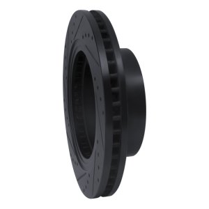 Nissan Titan XD Brake Rotor (1) - Front Right - R1 Concepts - Drilled & Slotted - Black - `16-`24